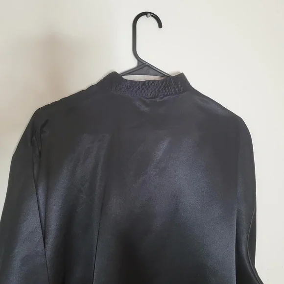 Mens Black Satin Vintage Chinese Tang Jacket (Mandarin Collar) - Picture 6 of 9